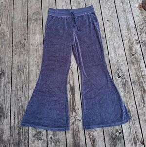 Aerie Blue Velour High Rise Flare Lounge Real Obsessed Pants XL